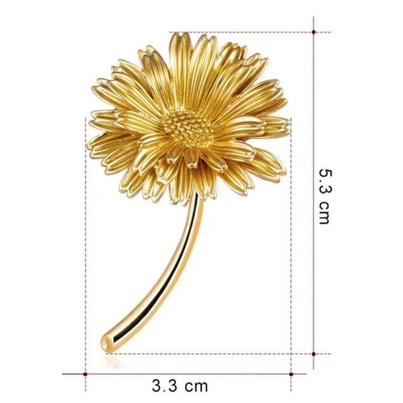 💛NEW Elegant Gold Flower Daisy Brooch 💛 - Picture 2 of 3